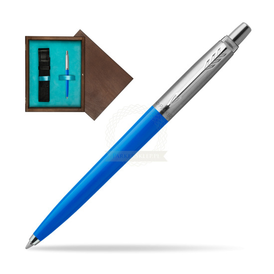 Długopis Parker Jotter Originals Niebieski w pudełku drewnianym Wenge Single Turkus