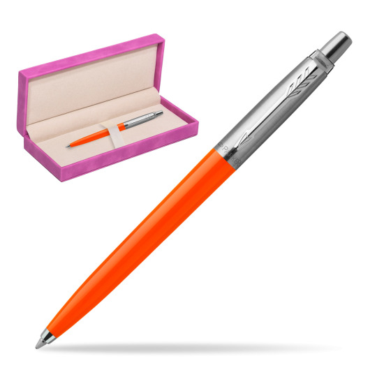 Długopis Parker Jotter Originals Orange w pudełku zamszowym fuksja