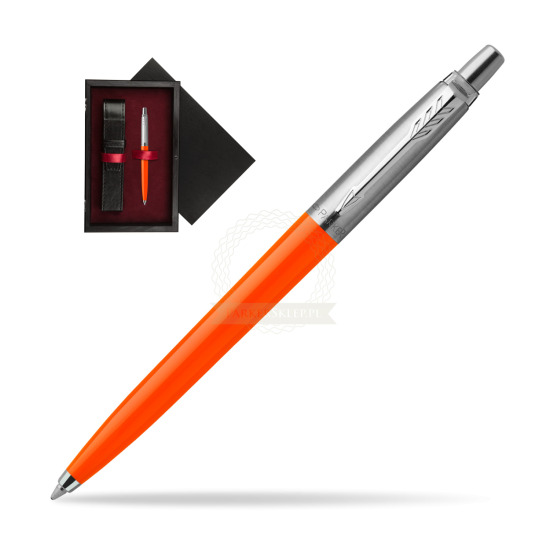 Długopis Parker Jotter Originals Orange w pudełku drewnianym Czerń Single Bordo