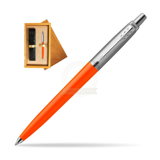 Długopis Parker Jotter Originals Orange w pudełku drewnianym Honey Single Ecru