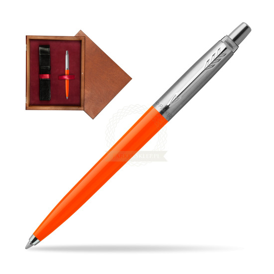 Długopis Parker Jotter Originals Orange w pudełku drewnianym Mahoń Single Bordo