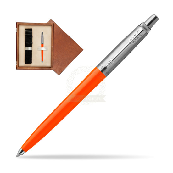 Długopis Parker Jotter Originals Orange w pudełku drewnianym Mahoń Single Ecru