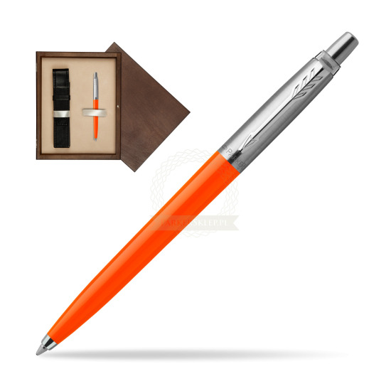 Długopis Parker Jotter Originals Orange w pudełku drewnianym Wenge Single Ecru