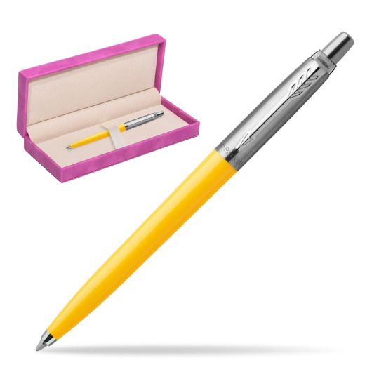 Długopis Parker Jotter Originals Żółty w pudełku zamszowym fuksja