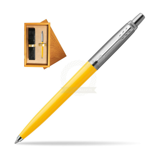 Długopis Parker Jotter Originals Żółty w pudełku drewnianym Honey Single Ecru