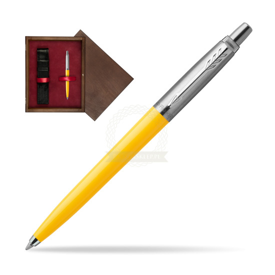 Długopis Parker Jotter Originals Żółty w pudełku drewnianym Wenge Single Bordo