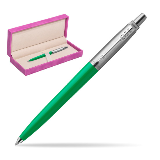 Długopis Parker Jotter Originals Zielony w pudełku zamszowym fuksja