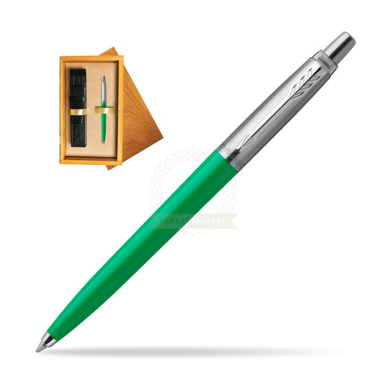 Długopis Parker Jotter Originals Zielony w pudełku drewnianym Honey Single Ecru