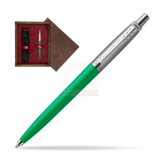 Długopis Parker Jotter Originals Zielony w pudełku drewnianym Wenge Single Bordo