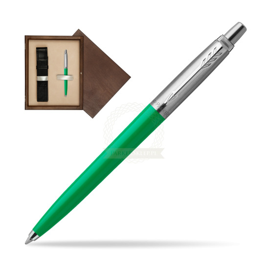 Długopis Parker Jotter Originals Zielony w pudełku drewnianym Wenge Single Ecru