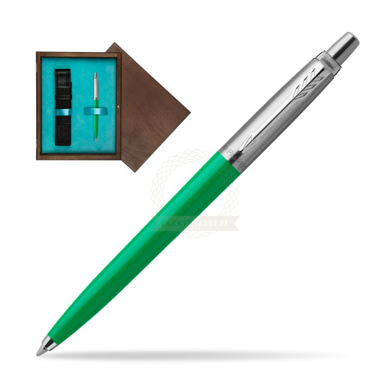 Długopis Parker Jotter Originals Zielony w pudełku drewnianym Wenge Single Turkus