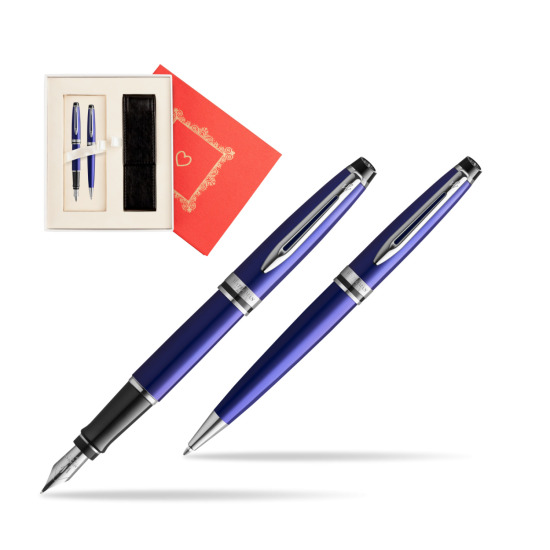 Zestaw prezentowy pióro wieczne + długopis Waterman Expert Ciemnoniebieski CT w pudełku Czerwień Od Serca