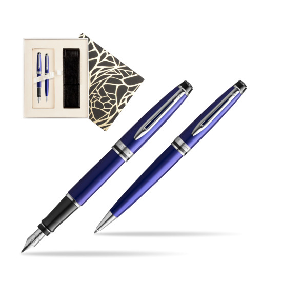 Zestaw prezentowy pióro wieczne + długopis Waterman Expert Ciemnoniebieski CT w pudełku Jubileusz