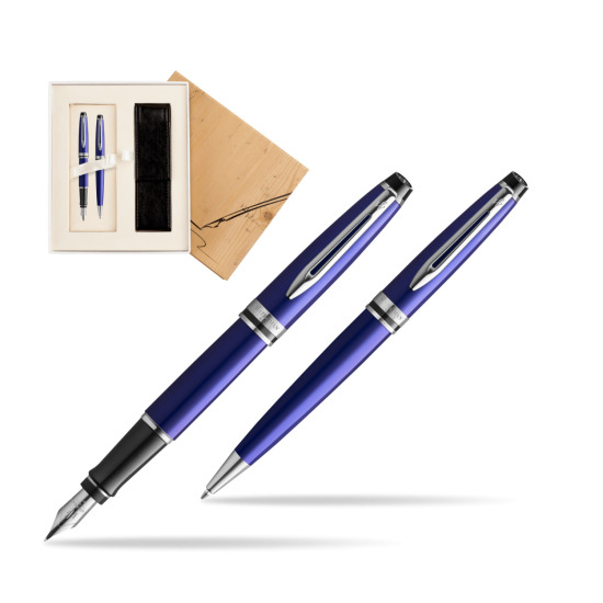 Zestaw prezentowy pióro wieczne + długopis Waterman Expert Ciemnoniebieski CT w pudełku Jubileusz 2
