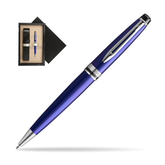 Długopis Waterman Expert Ciemnoniebieski w pudełku drewnianym Czerń Single Ecru