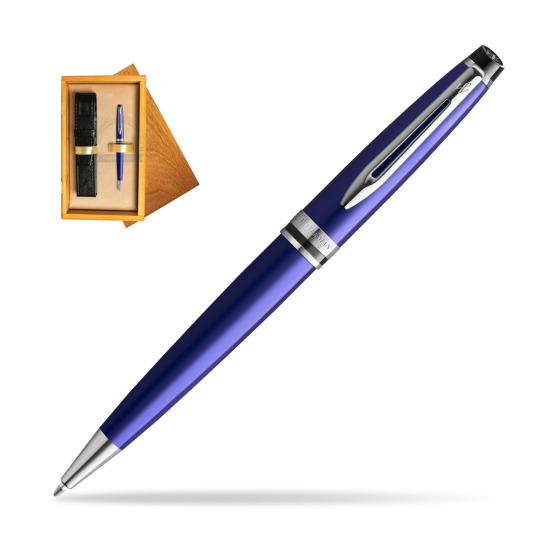 Długopis Waterman Expert Ciemnoniebieski w pudełku drewnianym Honey Single Ecru