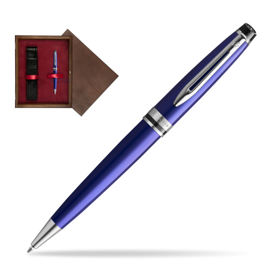 Długopis Waterman Expert Ciemnoniebieski w pudełku drewnianym Wenge Single Bordo