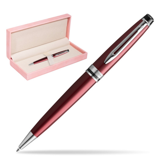 Długopis Waterman Expert Ciemnoczerwony w różowym pudełku zamszowym
