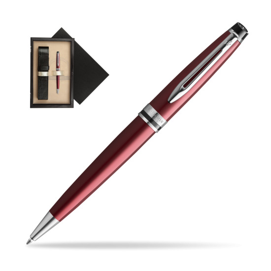 Długopis Waterman Expert Ciemnoczerwony w pudełku drewnianym Czerń Single Ecru