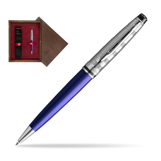 Długopis Waterman Expert DeLuxe Granatowy w pudełku drewnianym Wenge Single Bordo