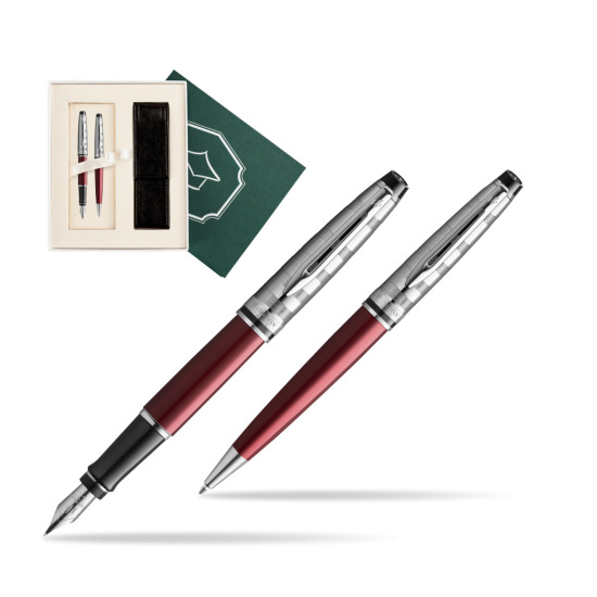 Zestaw prezentowy pióro wieczne + długopis Waterman Expert DeLuxe Ciemnoczerwony w pudełku Wiedza i Nauka
