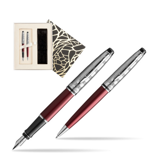 Zestaw prezentowy pióro wieczne + długopis Waterman Expert DeLuxe Ciemnoczerwony w pudełku Jubileusz