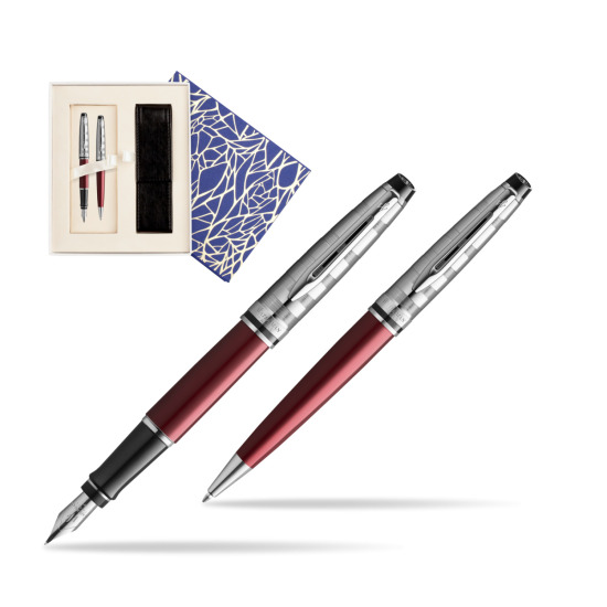 Zestaw prezentowy pióro wieczne + długopis Waterman Expert DeLuxe Ciemnoczerwony w pudełku Uniwersalne z etui