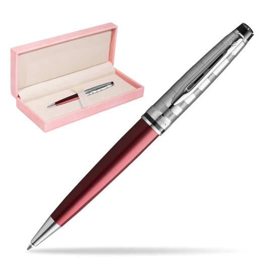 Długopis Waterman Expert DeLuxe Ciemnoczerwony w różowym pudełku zamszowym