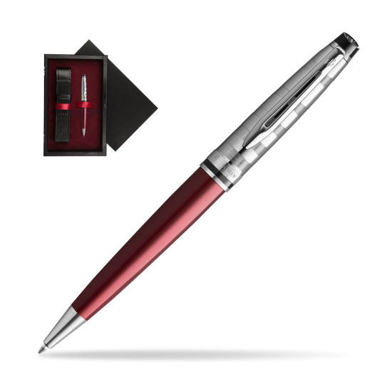 Długopis Waterman Expert DeLuxe Ciemnoczerwony w pudełku drewnianym Czerń Single Bordo