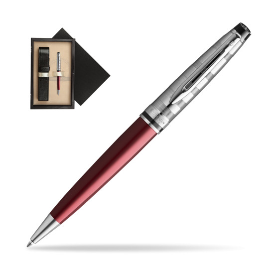 Długopis Waterman Expert DeLuxe Ciemnoczerwony w pudełku drewnianym Czerń Single Ecru