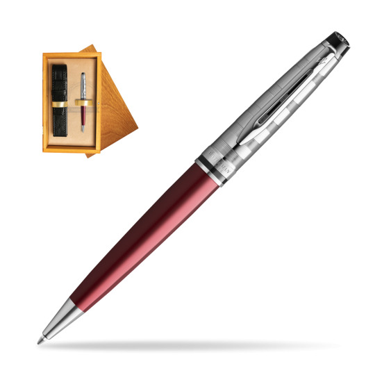 Długopis Waterman Expert DeLuxe Ciemnoczerwony w pudełku drewnianym Honey Single Ecru
