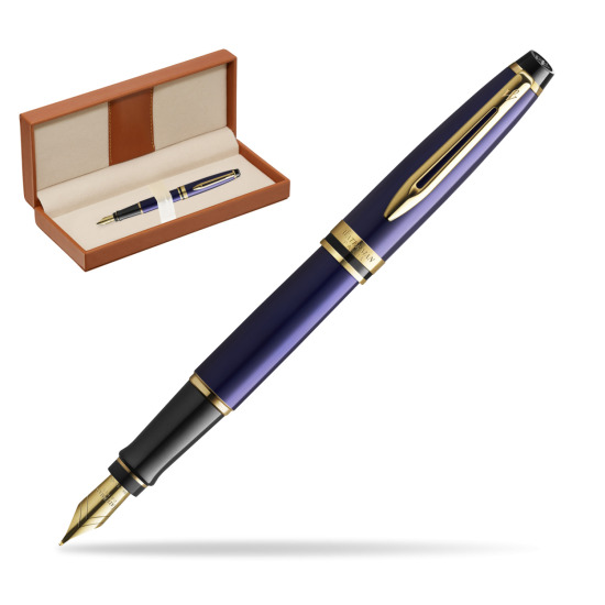 Pióro wieczne Waterman Expert Granatowy GT Złota stalówka 18k. w pudełku classic brown