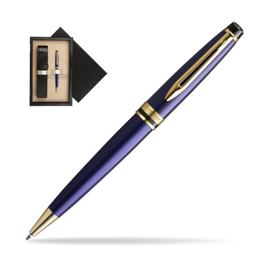 Długopis Waterman Expert Granatowy GT w pudełku drewnianym Czerń Single Ecru