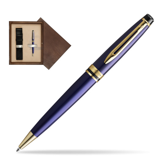 Długopis Waterman Expert Granatowy GT w pudełku drewnianym Wenge Single Ecru