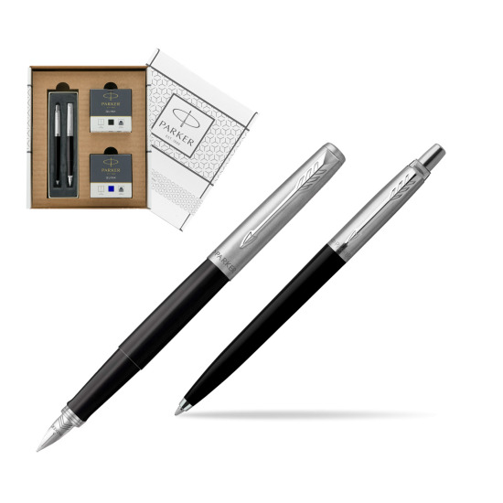 Zestaw Prezentowy Parker Pióro Wieczne + Długopis Jotter Originals Czarny w białym pudełko Parker Eco