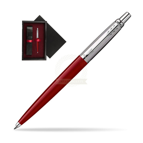 Długopis Parker Jotter Original Czerwony w pudełku drewnianym Czerń Single Bordo