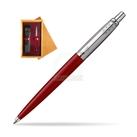 Długopis Parker Jotter Original Czerwony w pudełku drewnianym Honey Single Bordo
