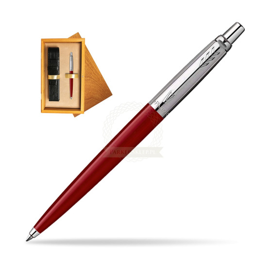 Długopis Parker Jotter Original Czerwony w pudełku drewnianym Honey Single Ecru