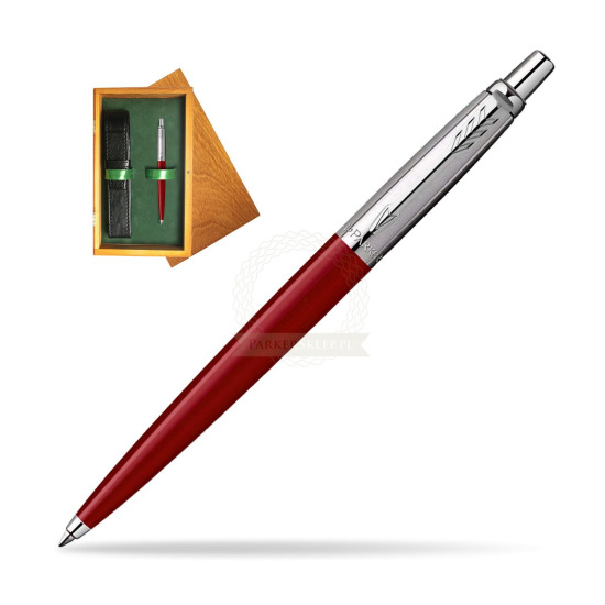 Długopis Parker Jotter Original Czerwony w pudełku drewnianym Honey Single Zieleń