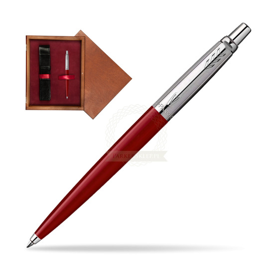 Długopis Parker Jotter Original Czerwony w pudełku drewnianym Mahoń Single Bordo