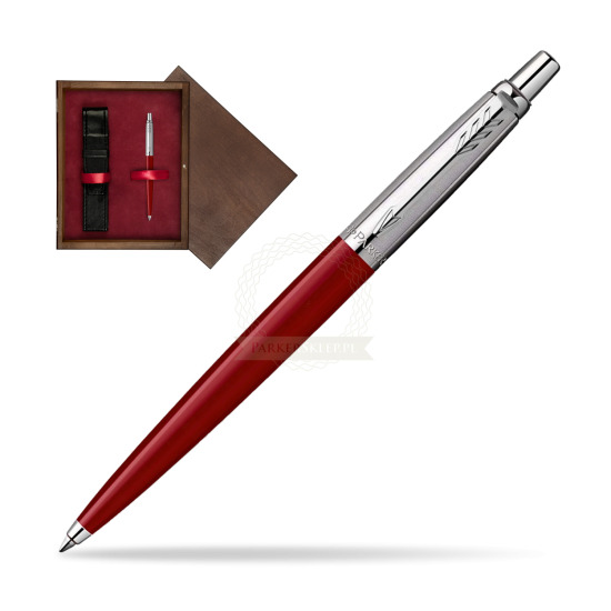 Długopis Parker Jotter Original Czerwony w pudełku drewnianym Wenge Single Bordo