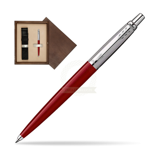 Długopis Parker Jotter Original Czerwony w pudełku drewnianym Wenge Single Ecru