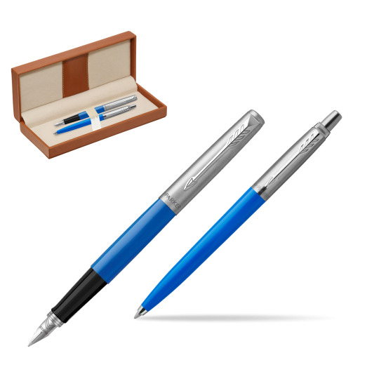 Zestaw Prezentowy Pióro Wieczne + Długopis Parker Jotter Originals Niebieski w pudełku classic brown