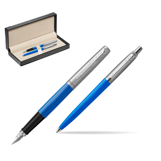 Zestaw Prezentowy Pióro Wieczne + Długopis Parker Jotter Originals Niebieski w pudełku classic black