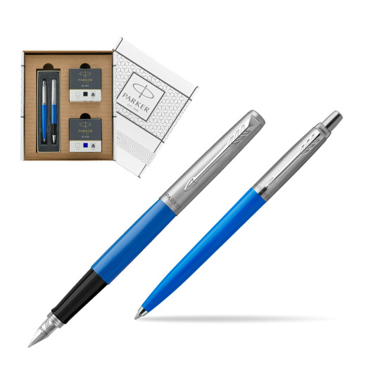 Zestaw Prezentowy Pióro Wieczne + Długopis Parker Jotter Originals Niebieski w białym pudełko Parker Eco
