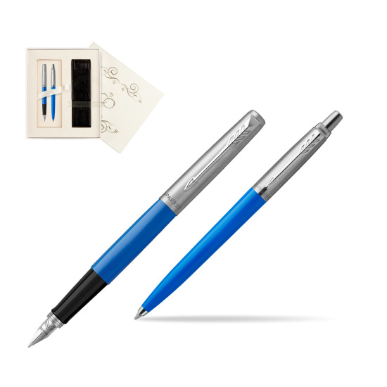 Zestaw Prezentowy Pióro Wieczne + Długopis Parker Jotter Originals Niebieski w pudełku Ślub