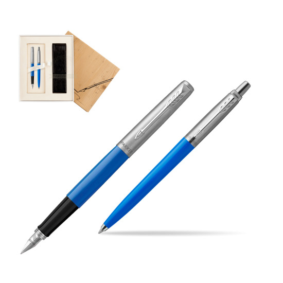 Zestaw Prezentowy Pióro Wieczne + Długopis Parker Jotter Originals Niebieski w pudełku Jubileusz 2