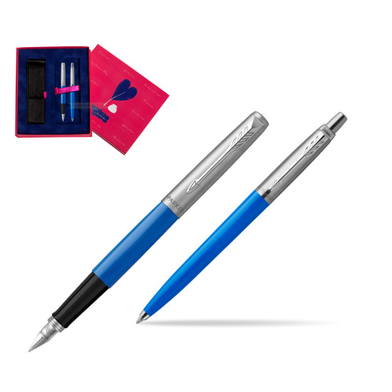 Zestaw Prezentowy Pióro Wieczne + Długopis Parker Jotter Originals Niebieski w pudełku Love