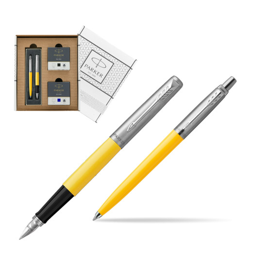 Zestaw Prezentowy Parker Pióro Wieczne + Długopis Jotter Originals Żółty w białym pudełko Parker Eco