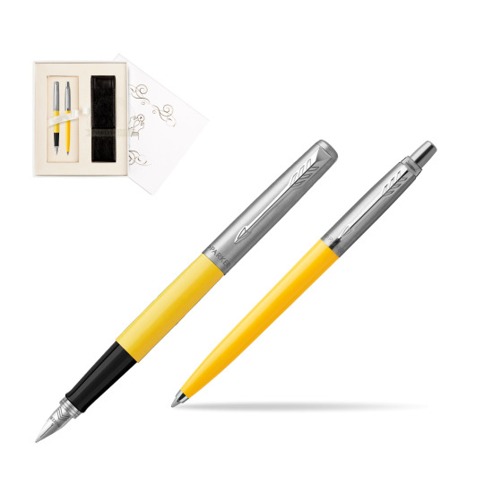 Zestaw Prezentowy Parker Pióro Wieczne + Długopis Jotter Originals Żółty w pudełku Pamiątka I Komunii